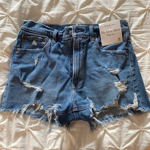 A&F high rise denim shorts